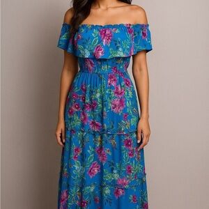 K Studio Collection off shoulder floral maxi dress size 14